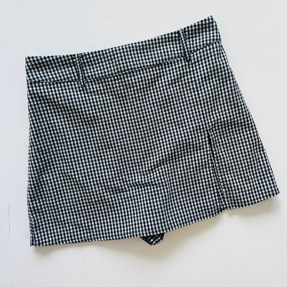 L.A. Hearts Women's Black and White Gingham Plaid Skort Size XS